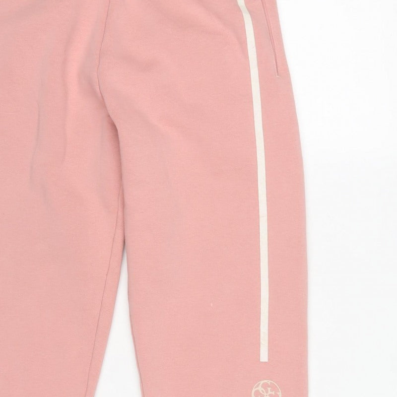 Guess Women Pink M Logo Stripe Cuffed Jogger Sweatpants