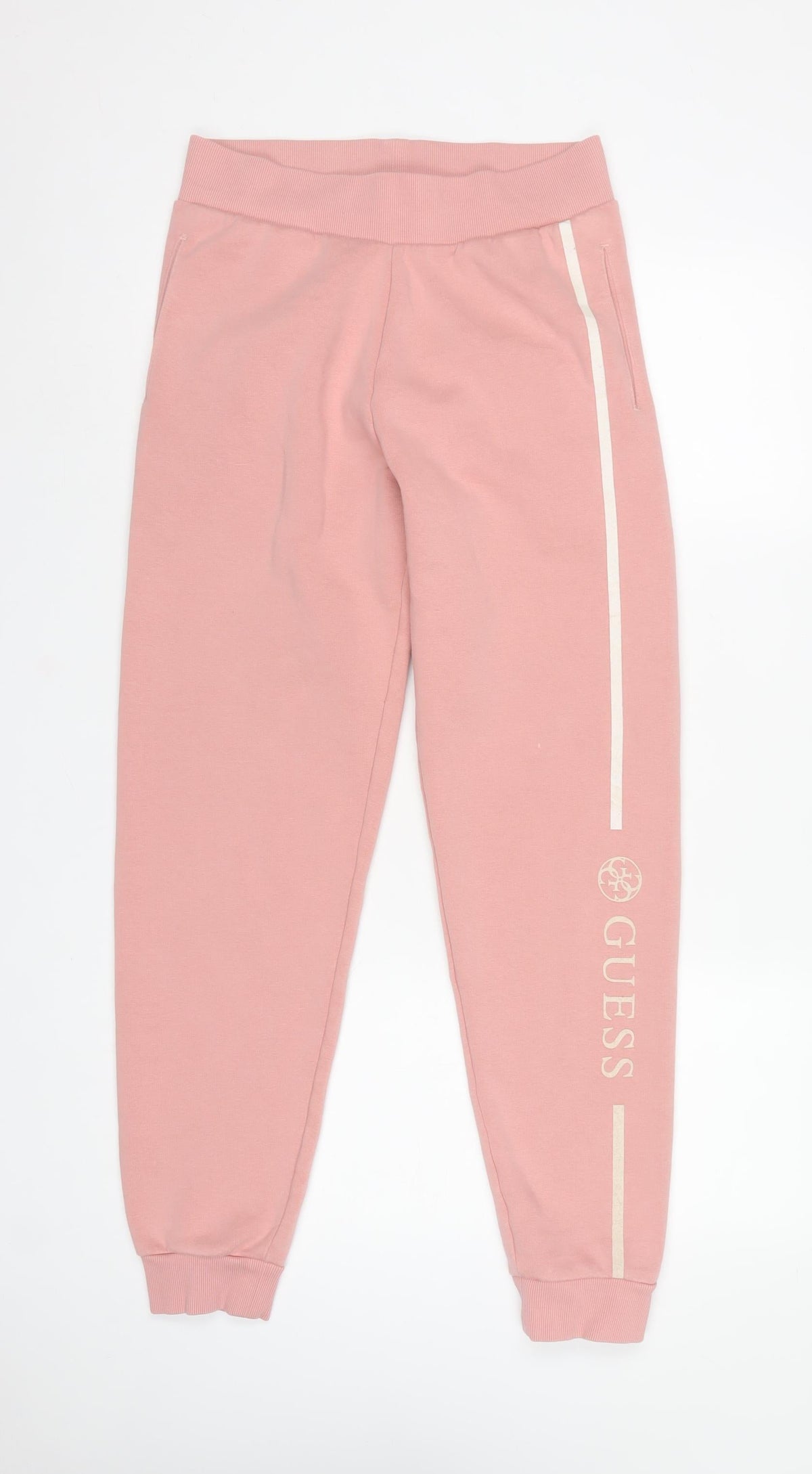 Guess Women Pink M Logo Stripe Cuffed Jogger Sweatpants