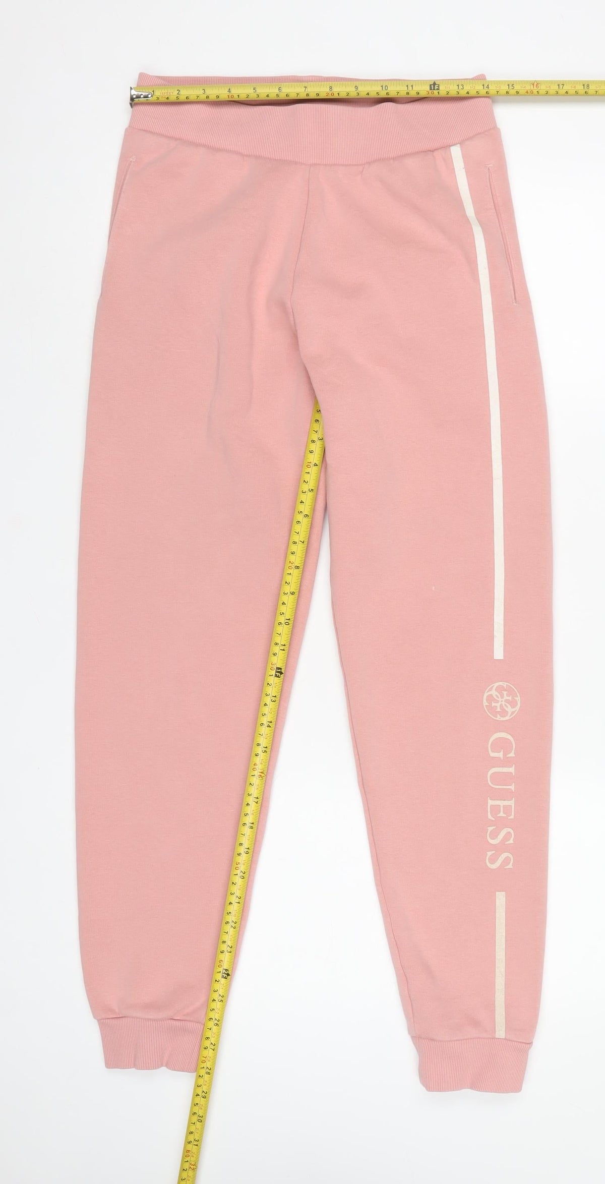 Guess Women Pink M Logo Stripe Cuffed Jogger Sweatpants