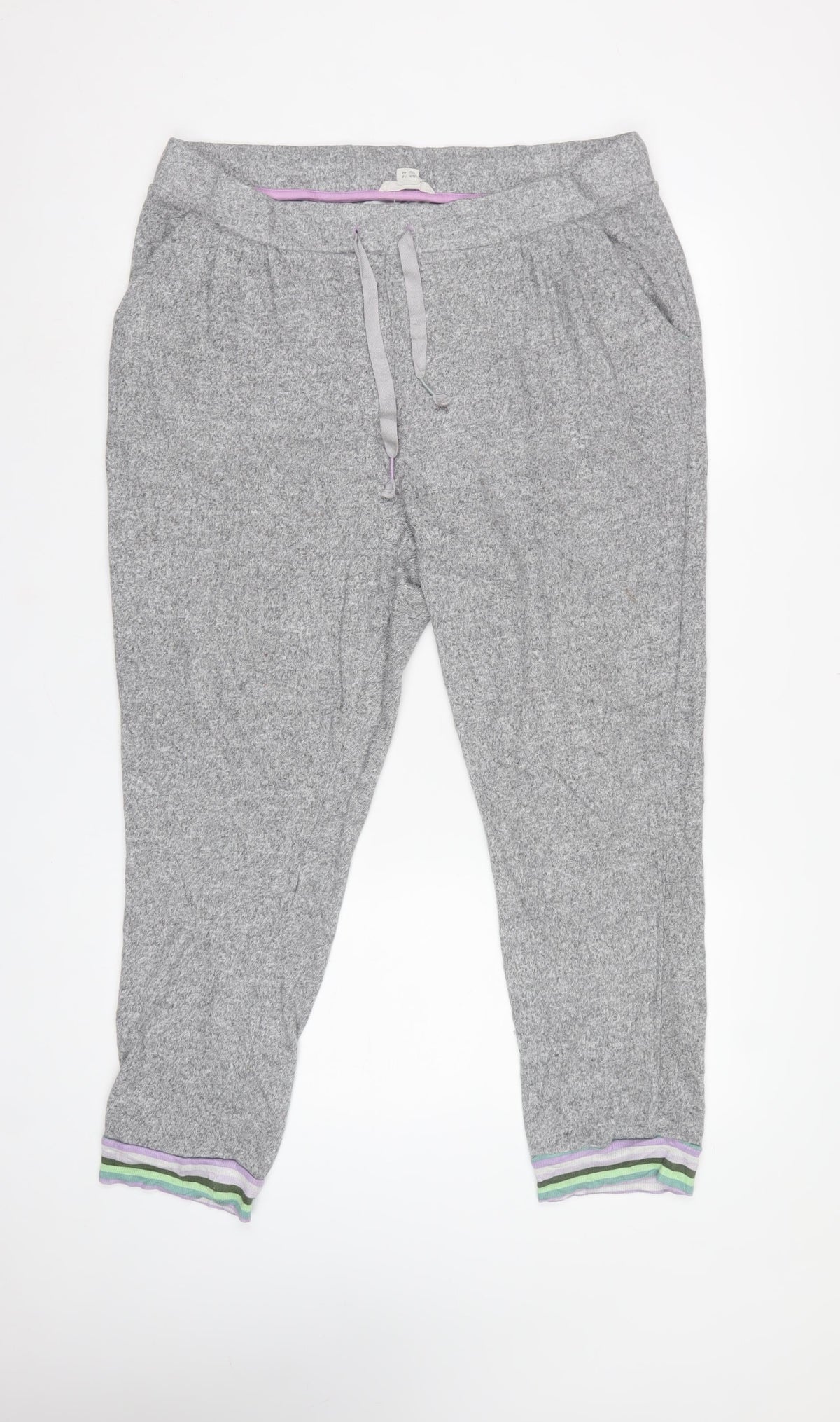 White Stuff Women’s Grey Jogger Trousers UK 18 Drawstring Cuffed