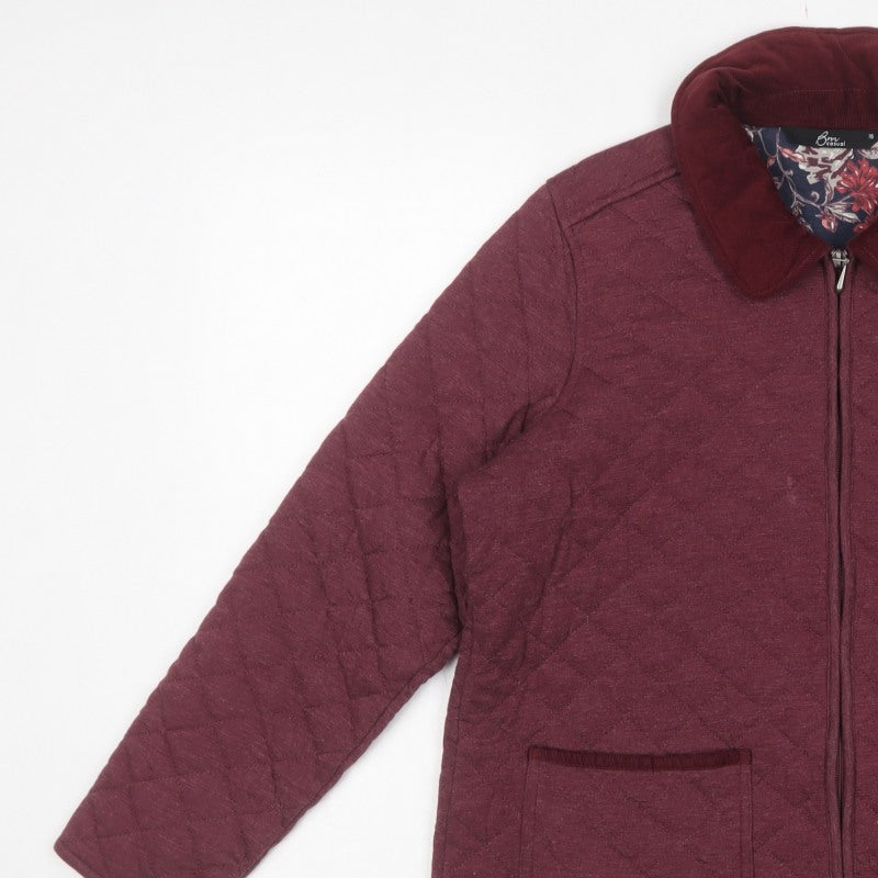 Bm Casual Women’s Red Quilted Zip Jacket Size 16 Collared