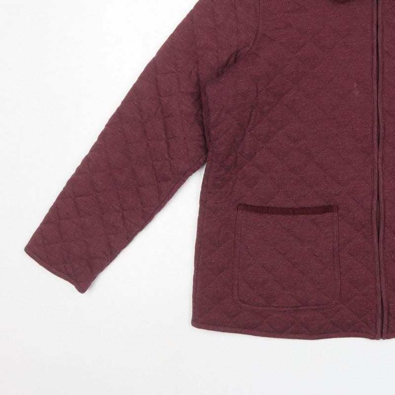 Bm Casual Women’s Red Quilted Zip Jacket Size 16 Collared