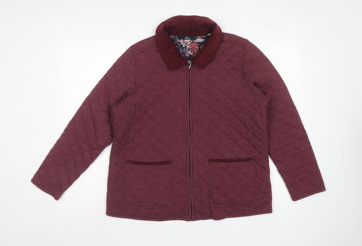 Bm Casual Women’s Red Quilted Zip Jacket Size 16 Collared