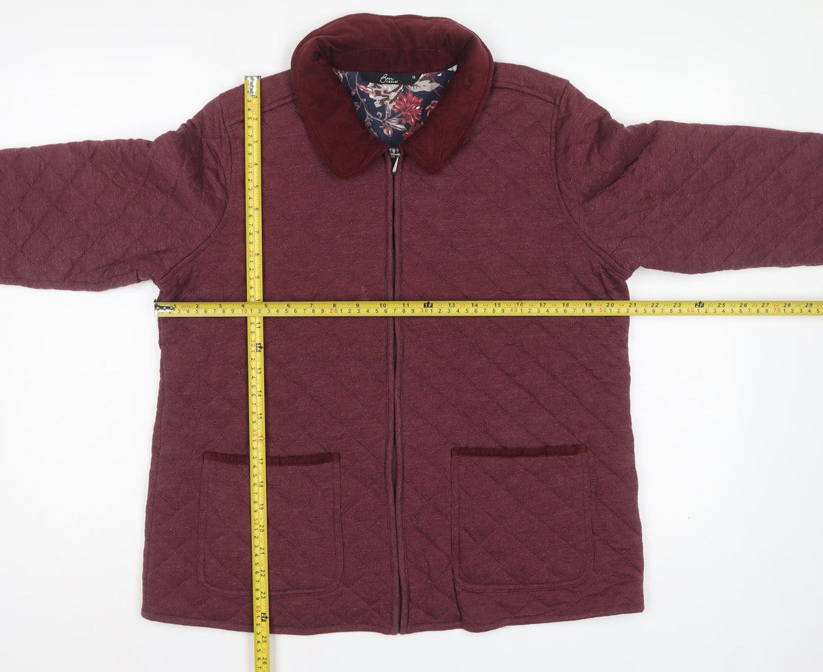 Bm Casual Women’s Red Quilted Zip Jacket Size 16 Collared