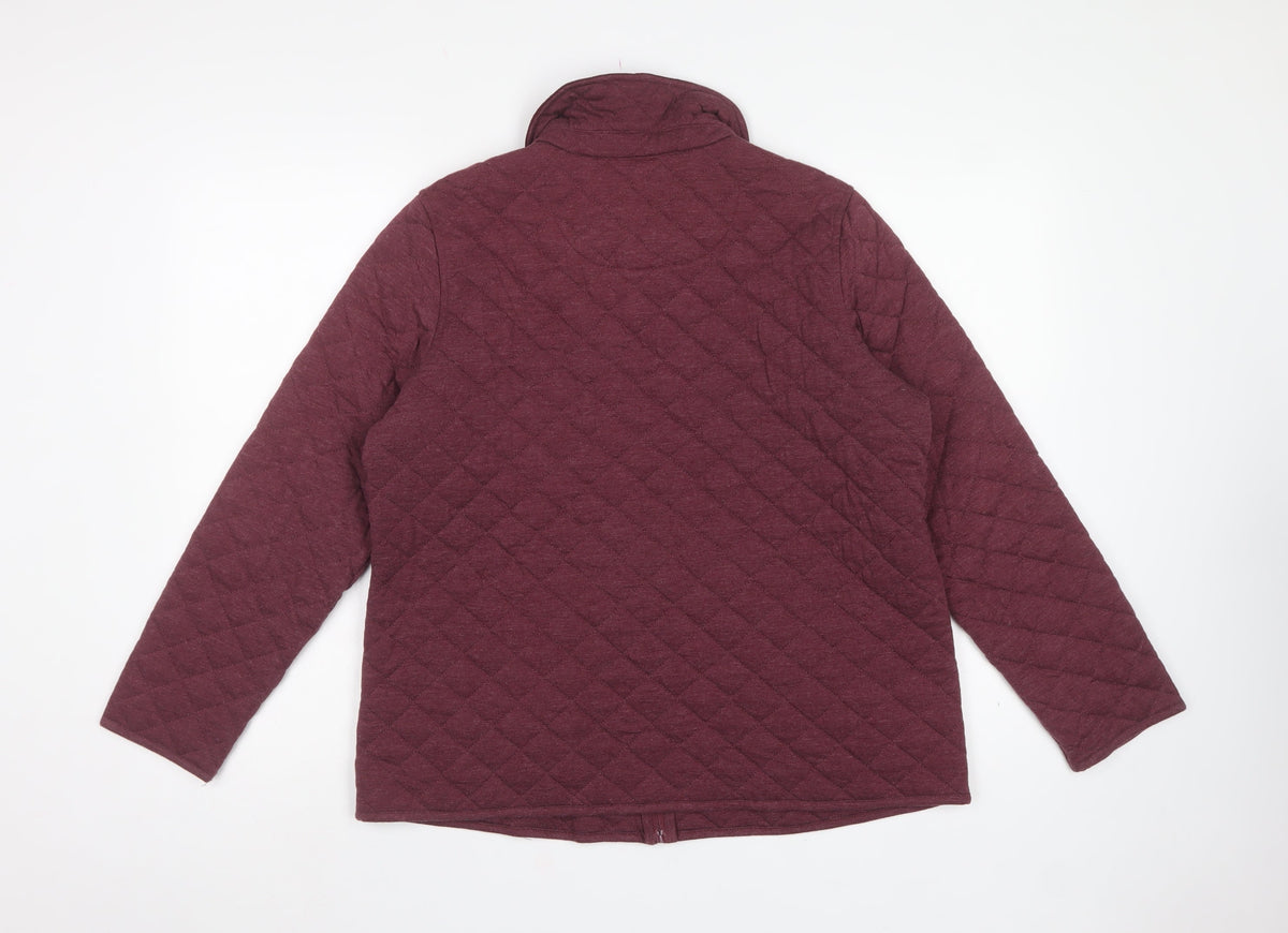 Bm Casual Women’s Red Quilted Zip Jacket Size 16 Collared