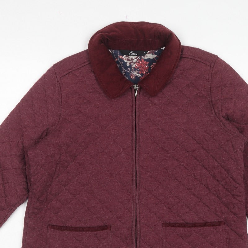 Bm Casual Women’s Red Quilted Zip Jacket Size 16 Collared