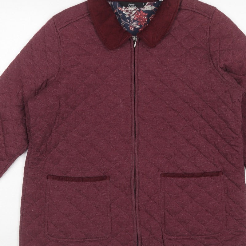Bm Casual Women’s Red Quilted Zip Jacket Size 16 Collared
