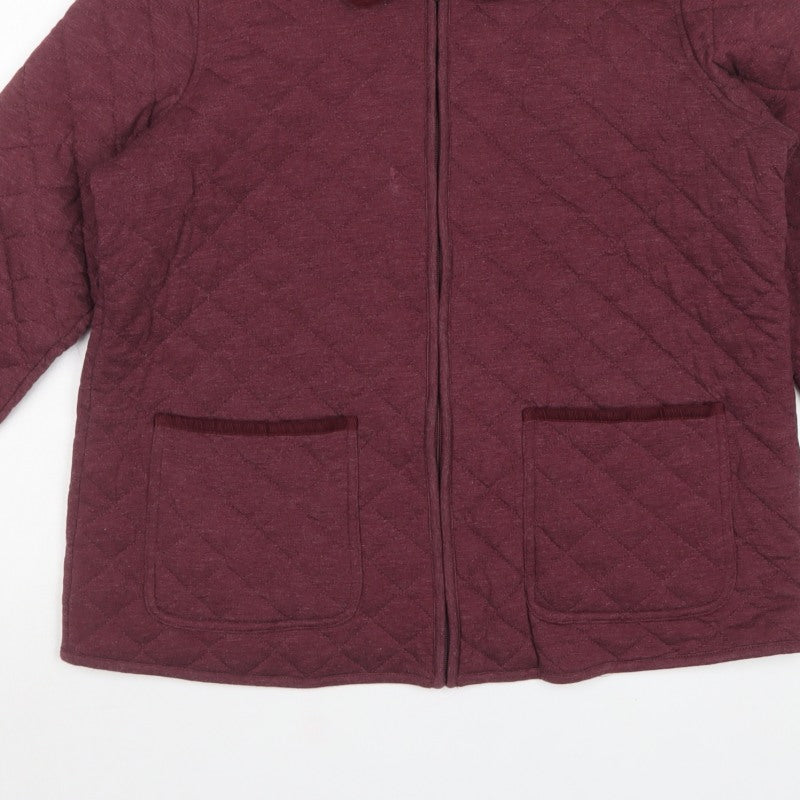 Bm Casual Women’s Red Quilted Zip Jacket Size 16 Collared