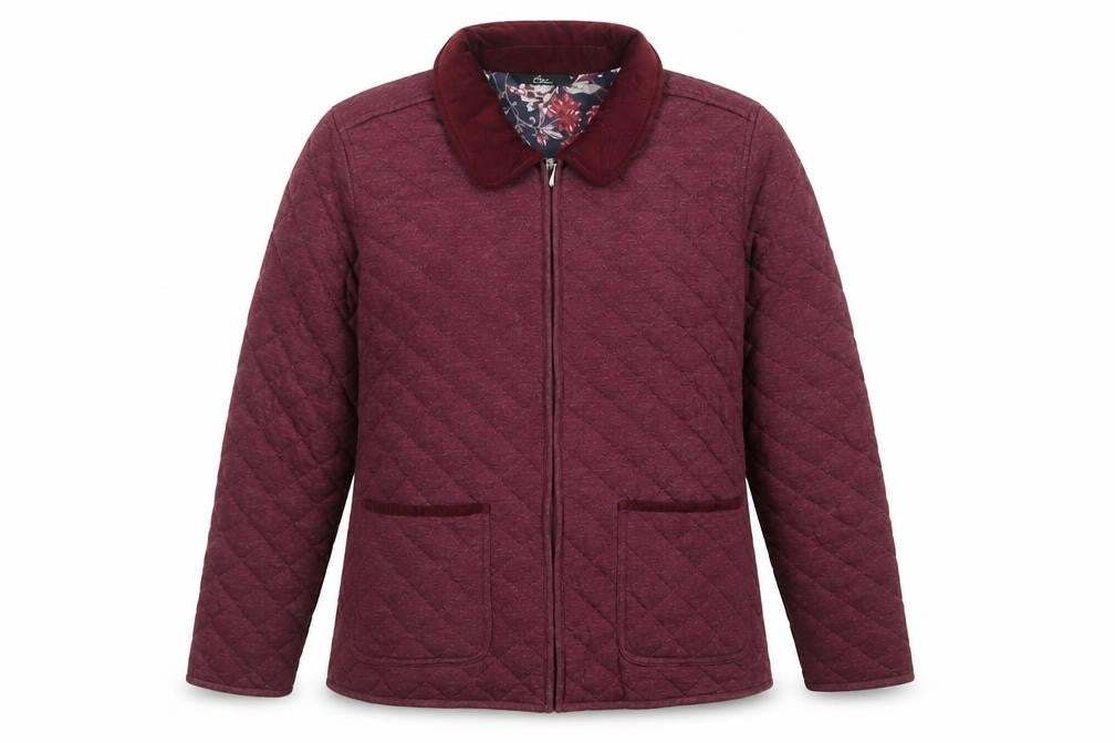 Bm Casual Women’s Red Quilted Zip Jacket Size 16 Collared