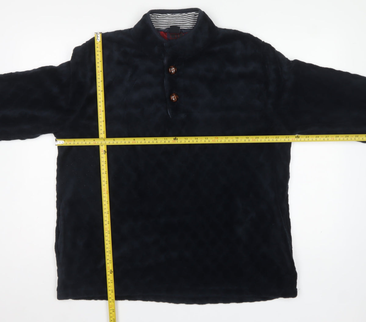 Cotton Traders Men’s Blue L Fleece Henley Button Sweatshirt