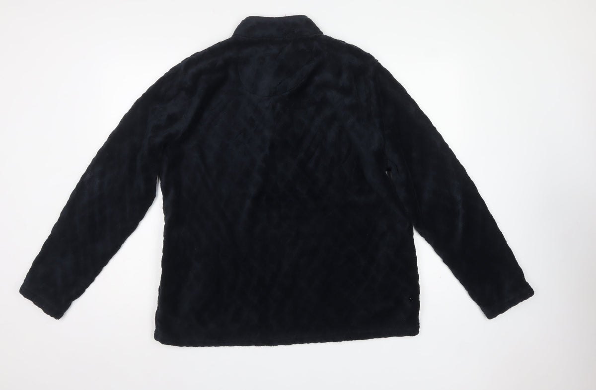 Cotton Traders Men’s Blue L Fleece Henley Button Sweatshirt
