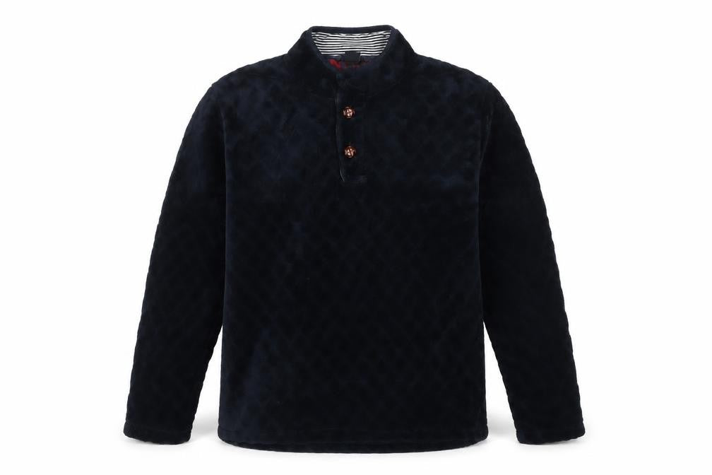 Cotton Traders Men’s Blue L Fleece Henley Button Sweatshirt