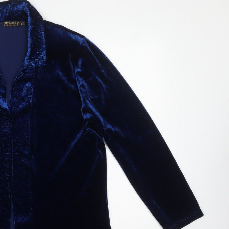 Picadilly Fashions Women’s Blue M Velvet Open Formal Jacket