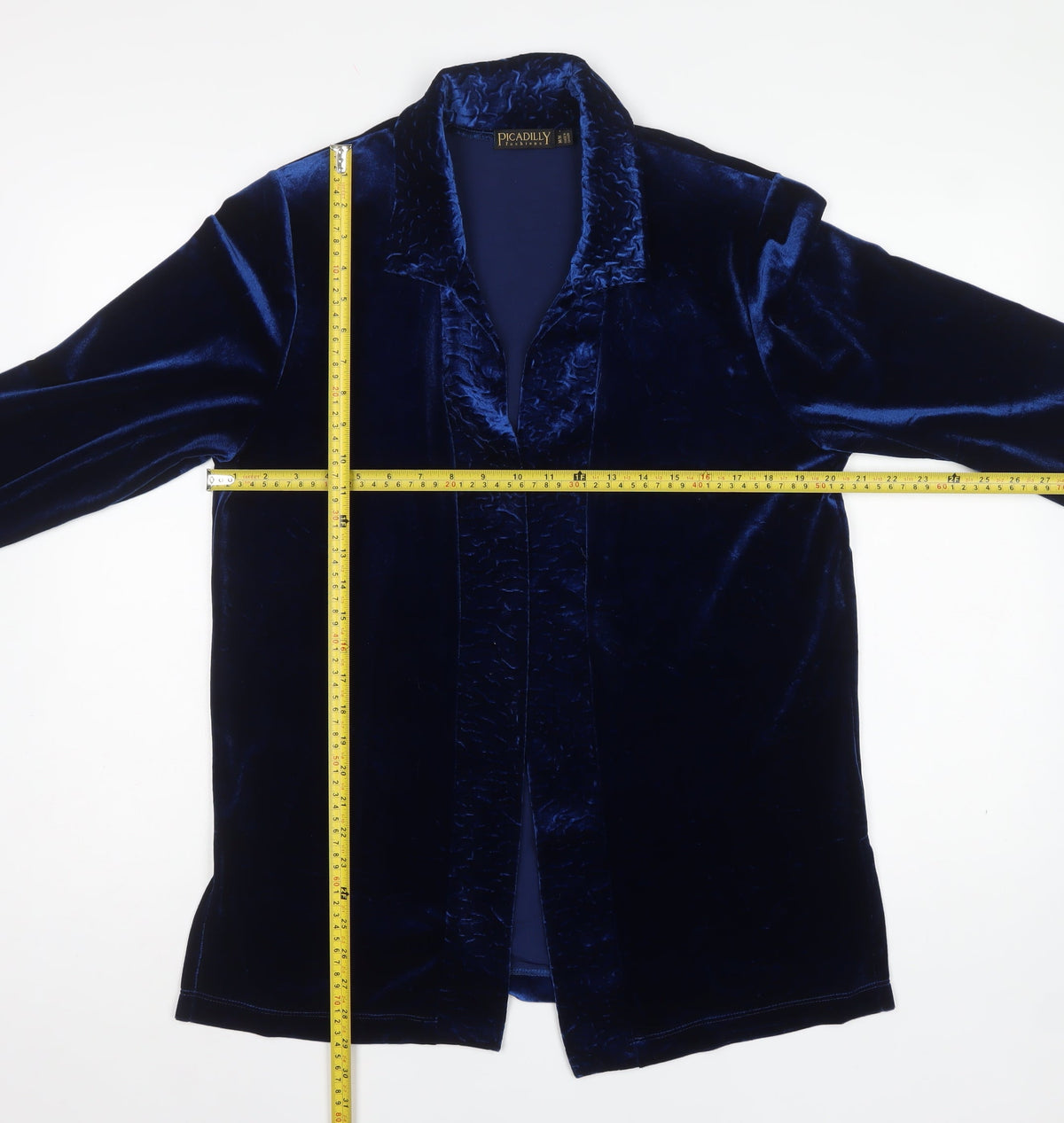 Picadilly Fashions Women’s Blue M Velvet Open Formal Jacket