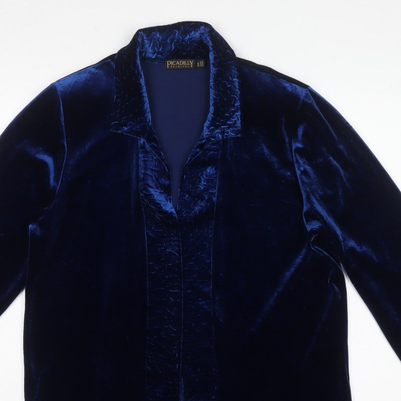Picadilly Fashions Women’s Blue M Velvet Open Formal Jacket
