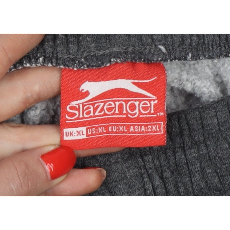 Slazenger Men’s Grey XL Fleece Sweatpants Joggers Logo Piped