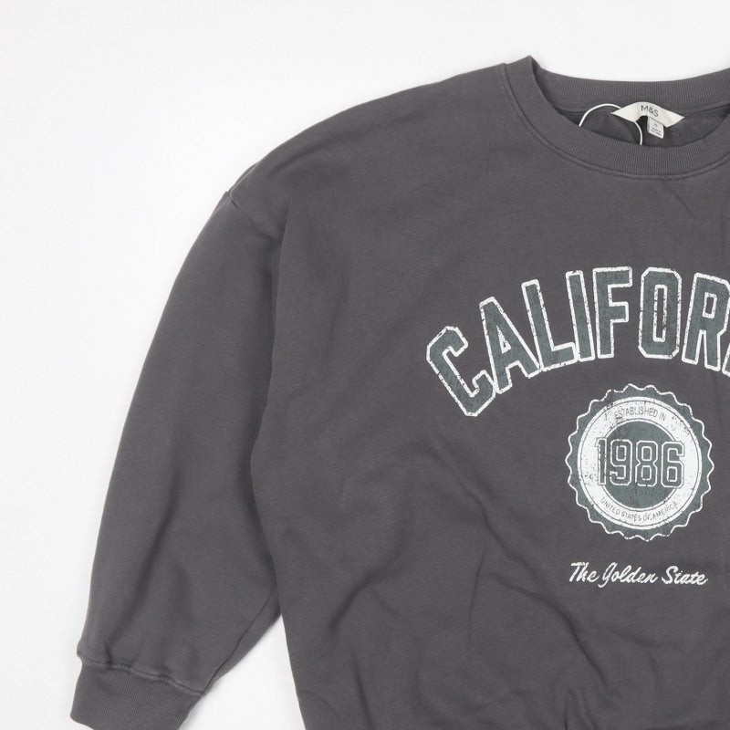 Marks and Spencer Women Grey XL California 1986 Graphic Pullover Sweatshirt