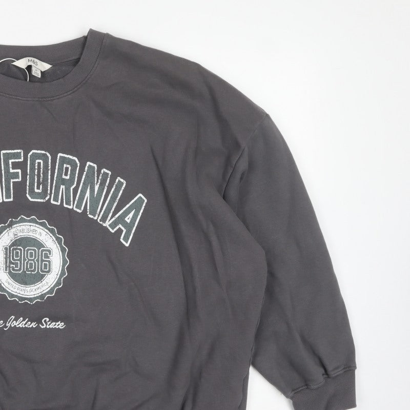 Marks and Spencer Women Grey XL California 1986 Graphic Pullover Sweatshirt