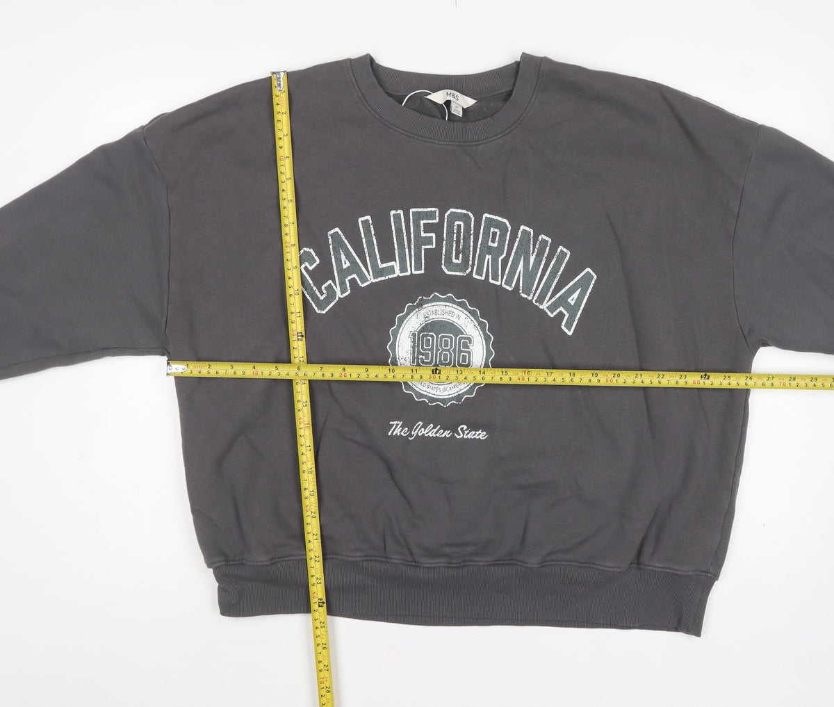 Marks and Spencer Women Grey XL California 1986 Graphic Pullover Sweatshirt