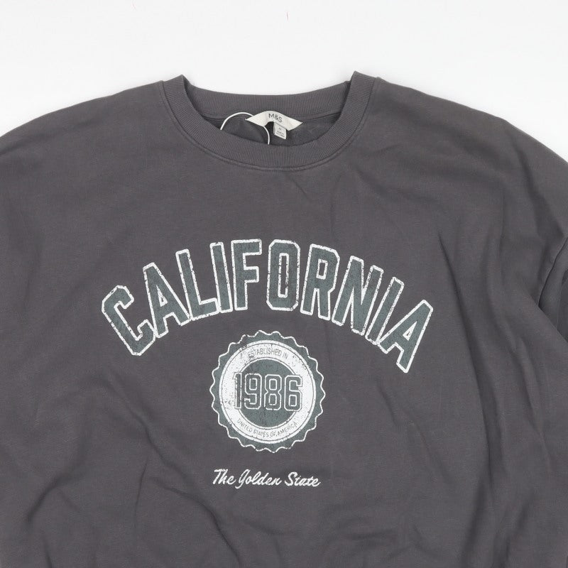 Marks and Spencer Women Grey XL California 1986 Graphic Pullover Sweatshirt