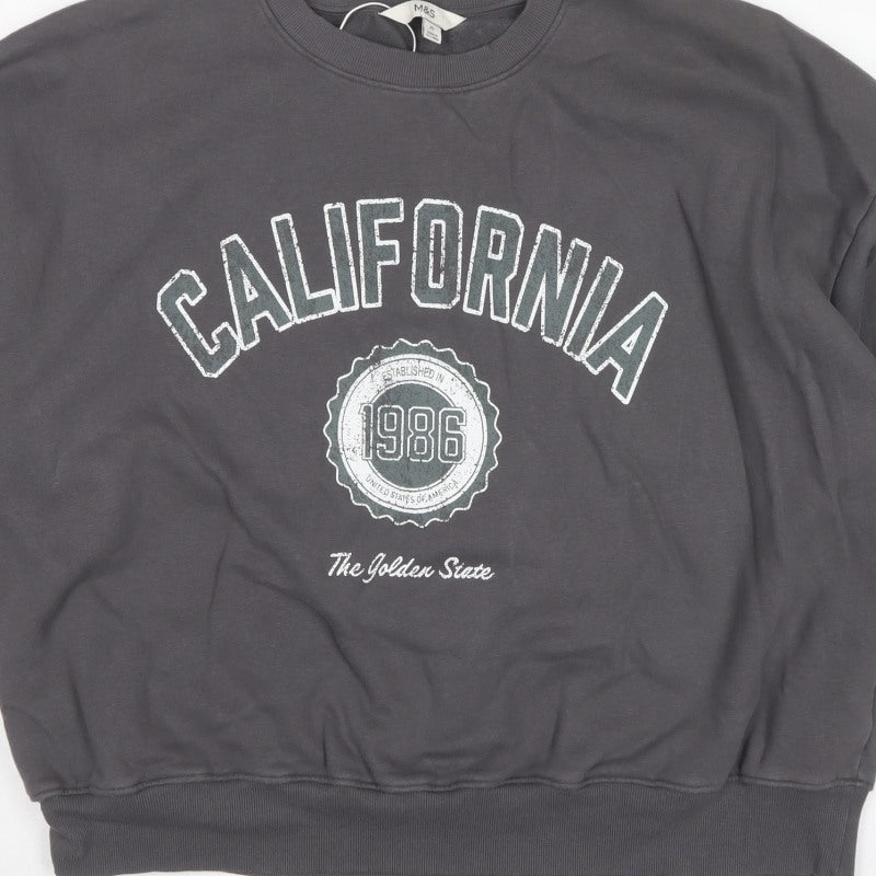 Marks and Spencer Women Grey XL California 1986 Graphic Pullover Sweatshirt