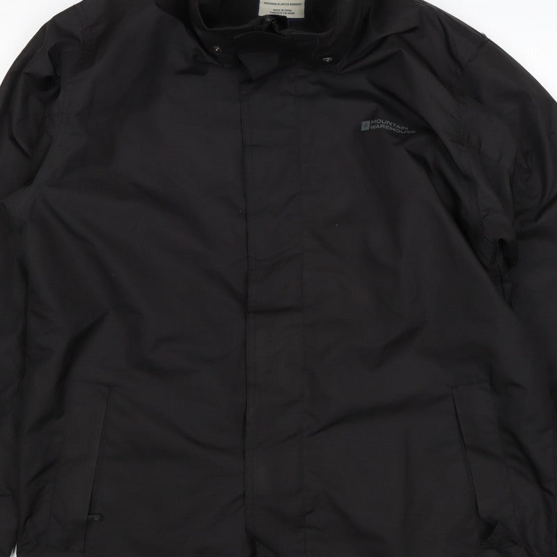 Mountain Warehouse Men’s Black M Hooded Waterproof Rain Jacket