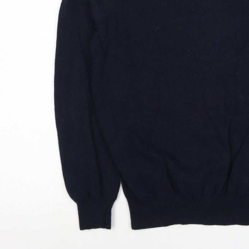 Jaeger Men’s Navy Blue L Wool Cashmere V-Neck Pullover Jumper