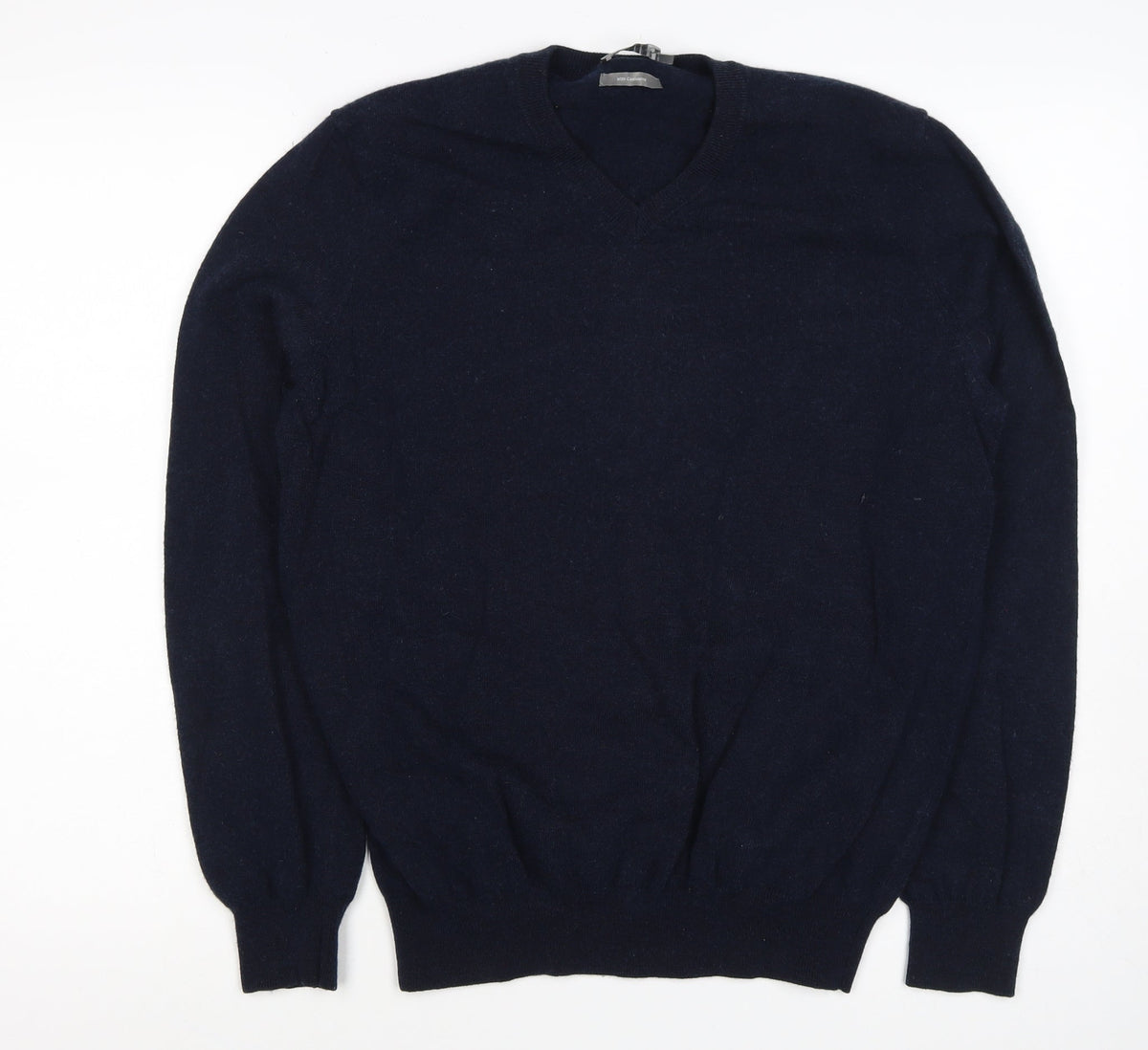 Jaeger Men’s Navy Blue L Wool Cashmere V-Neck Pullover Jumper
