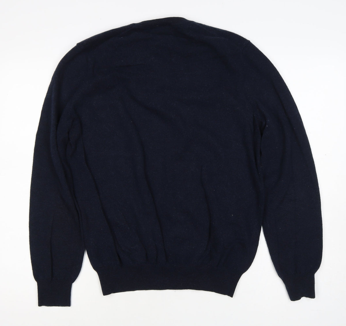 Jaeger Men’s Navy Blue L Wool Cashmere V-Neck Pullover Jumper