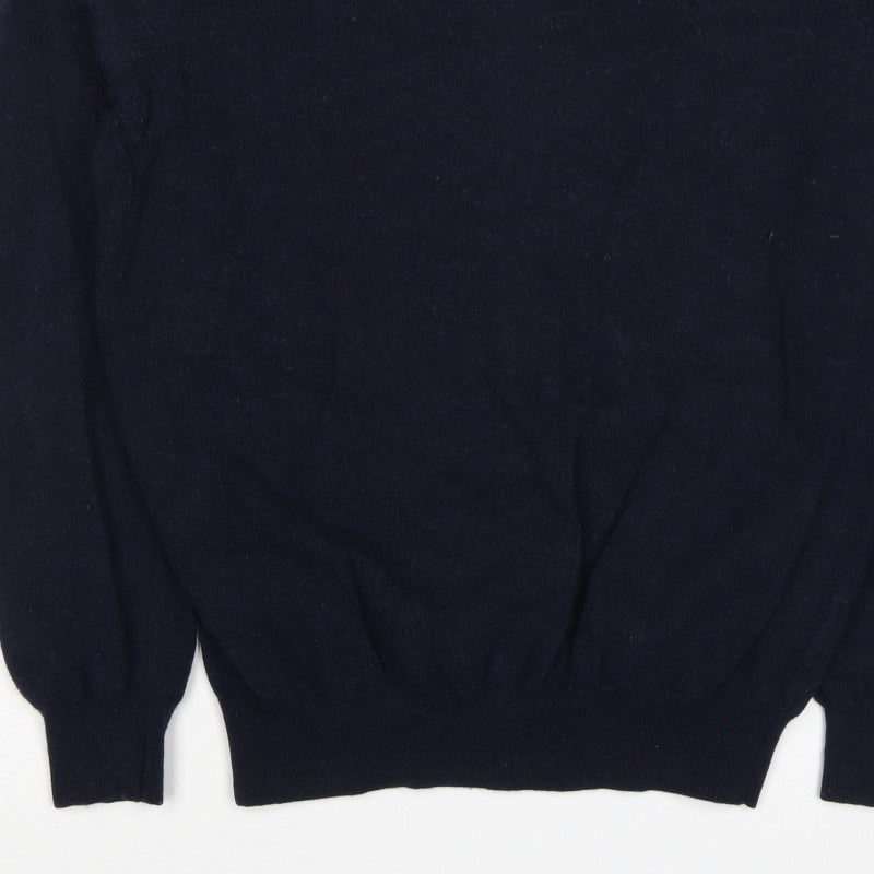 Jaeger Men’s Navy Blue L Wool Cashmere V-Neck Pullover Jumper