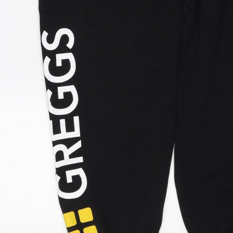 Greggs Men’s Black Medium Logo Jogger Sweatpants Drawstring