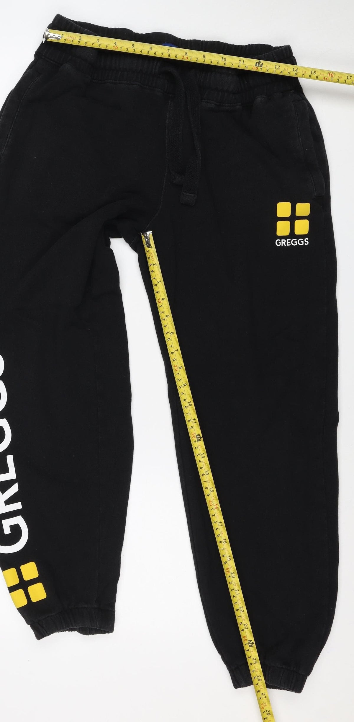 Greggs Men’s Black Medium Logo Jogger Sweatpants Drawstring