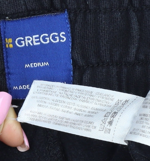Greggs Men’s Black Medium Logo Jogger Sweatpants Drawstring