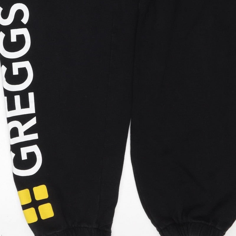 Greggs Men’s Black Medium Logo Jogger Sweatpants Drawstring