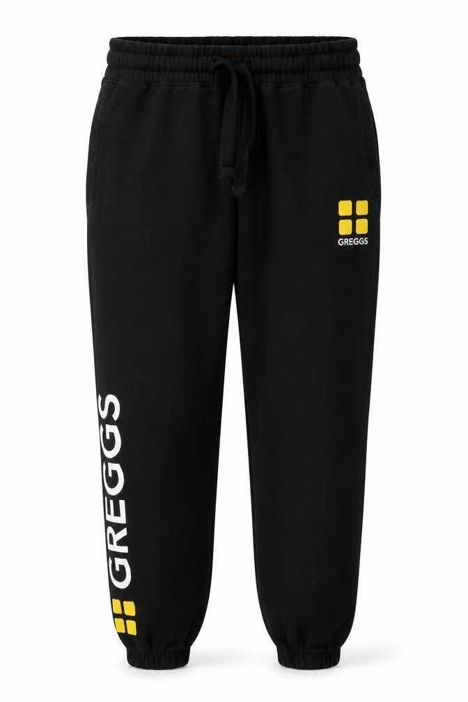 Greggs Men’s Black Medium Logo Jogger Sweatpants Drawstring
