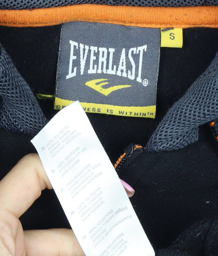 Everlast Men’s Black Grey Hooded Full Zip Fleece Jacket Size S