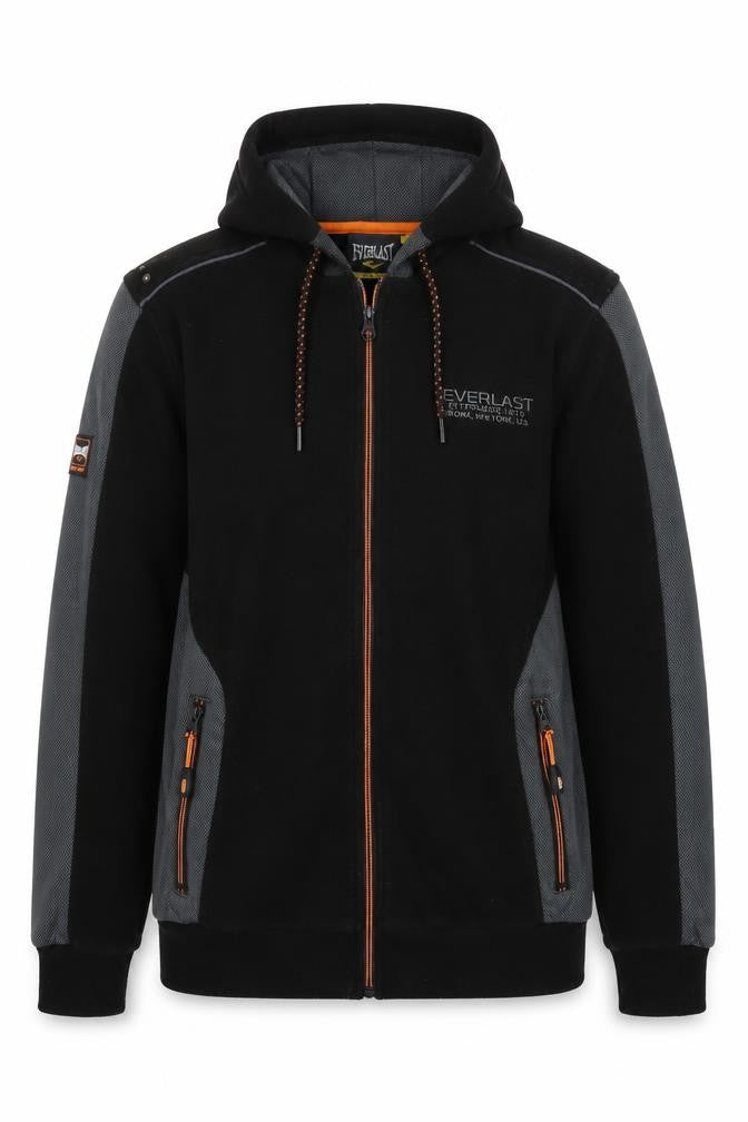 Everlast Men’s Black Grey Hooded Full Zip Fleece Jacket Size S