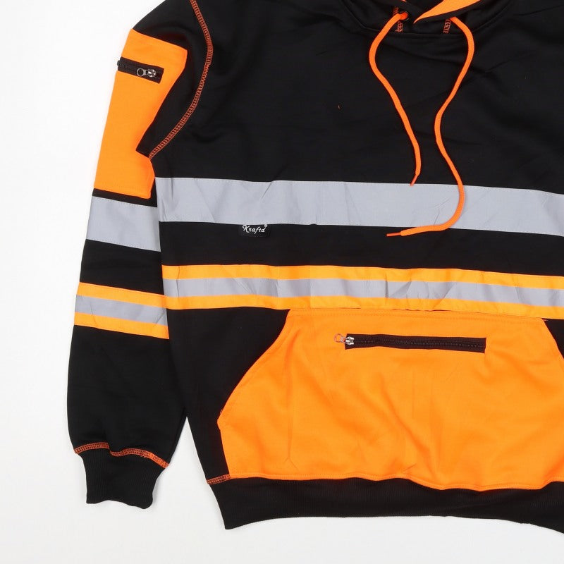 Kraftd Men’s Multicoloured L Hi Vis Reflective Pullover Workwear Hoodie