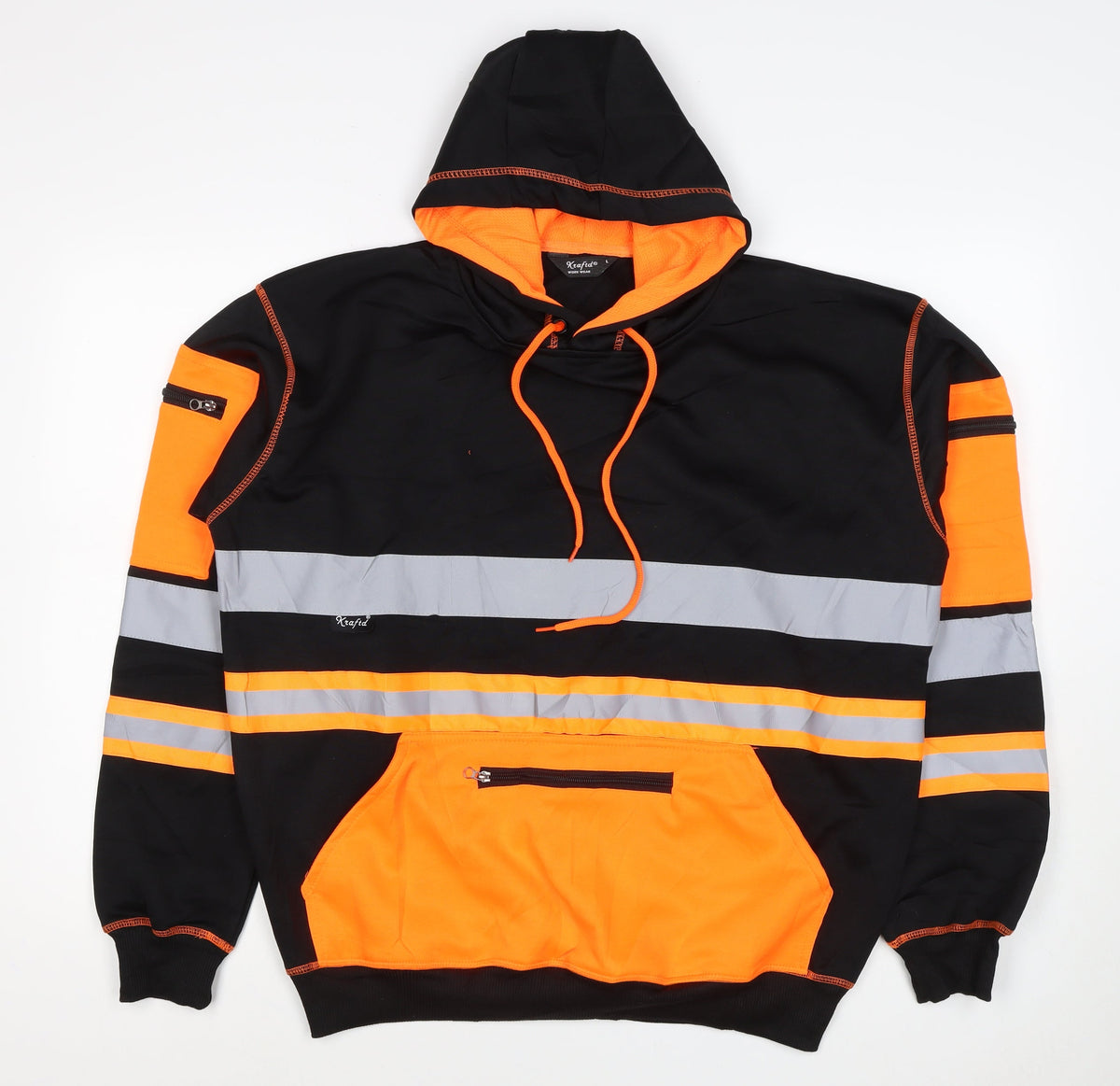 Kraftd Men’s Multicoloured L Hi Vis Reflective Pullover Workwear Hoodie