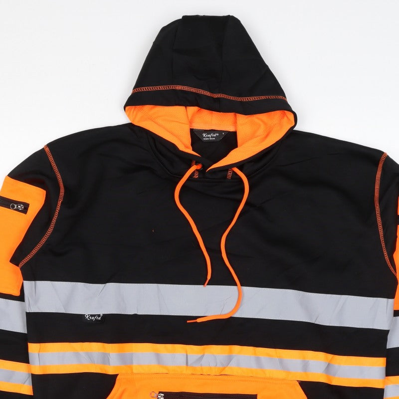 Kraftd Men’s Multicoloured L Hi Vis Reflective Pullover Workwear Hoodie