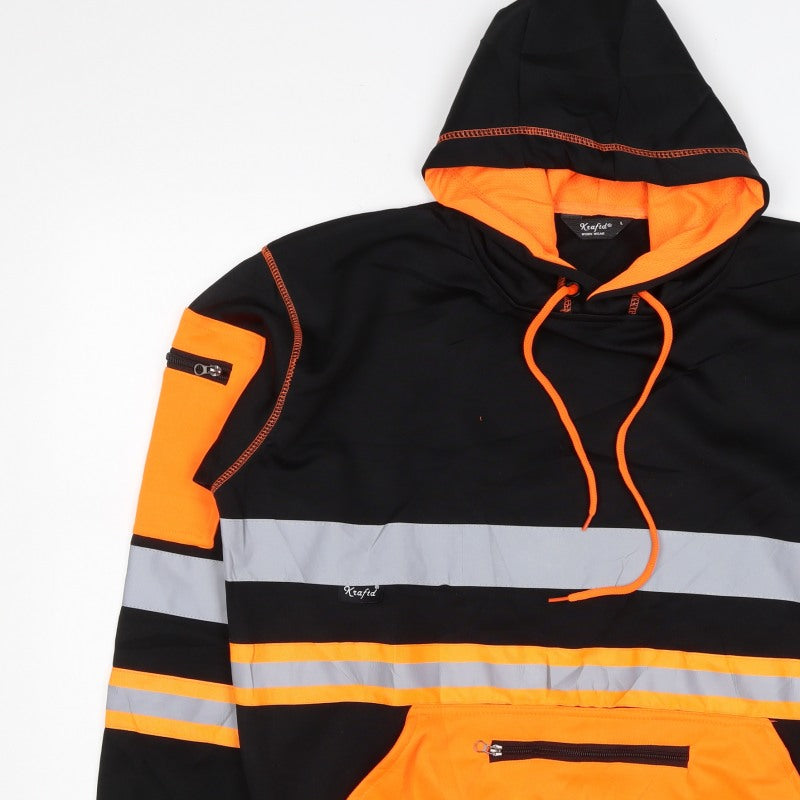Kraftd Men’s Multicoloured L Hi Vis Reflective Pullover Workwear Hoodie