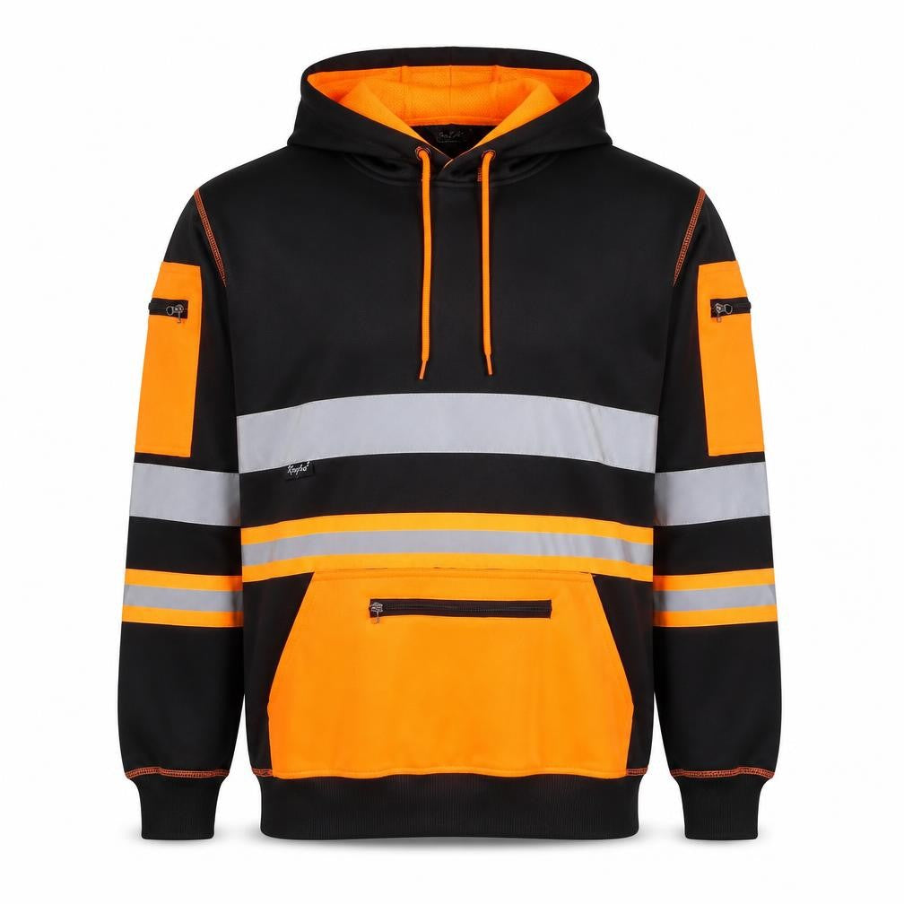 Kraftd Men’s Multicoloured L Hi Vis Reflective Pullover Workwear Hoodie
