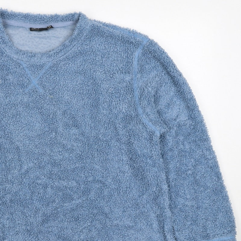 ASOS DESIGN Women Blue Teddy Fleece Pullover Sweatshirt UK 10 Crew Neck