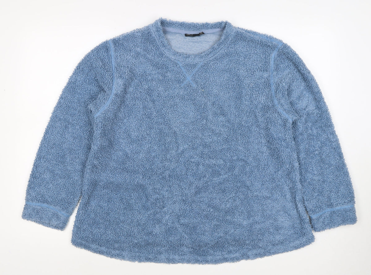 ASOS DESIGN Women Blue Teddy Fleece Pullover Sweatshirt UK 10 Crew Neck