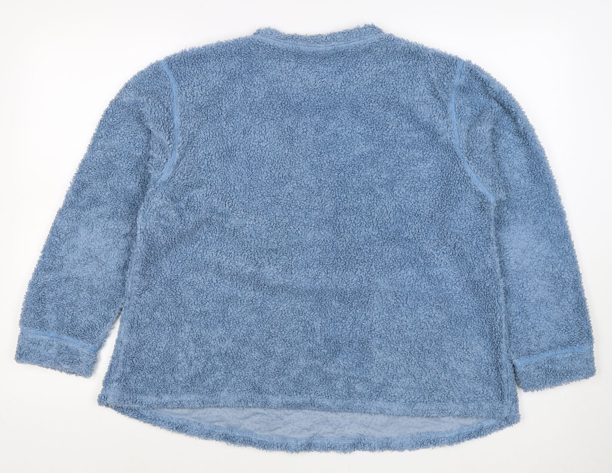 ASOS DESIGN Women Blue Teddy Fleece Pullover Sweatshirt UK 10 Crew Neck