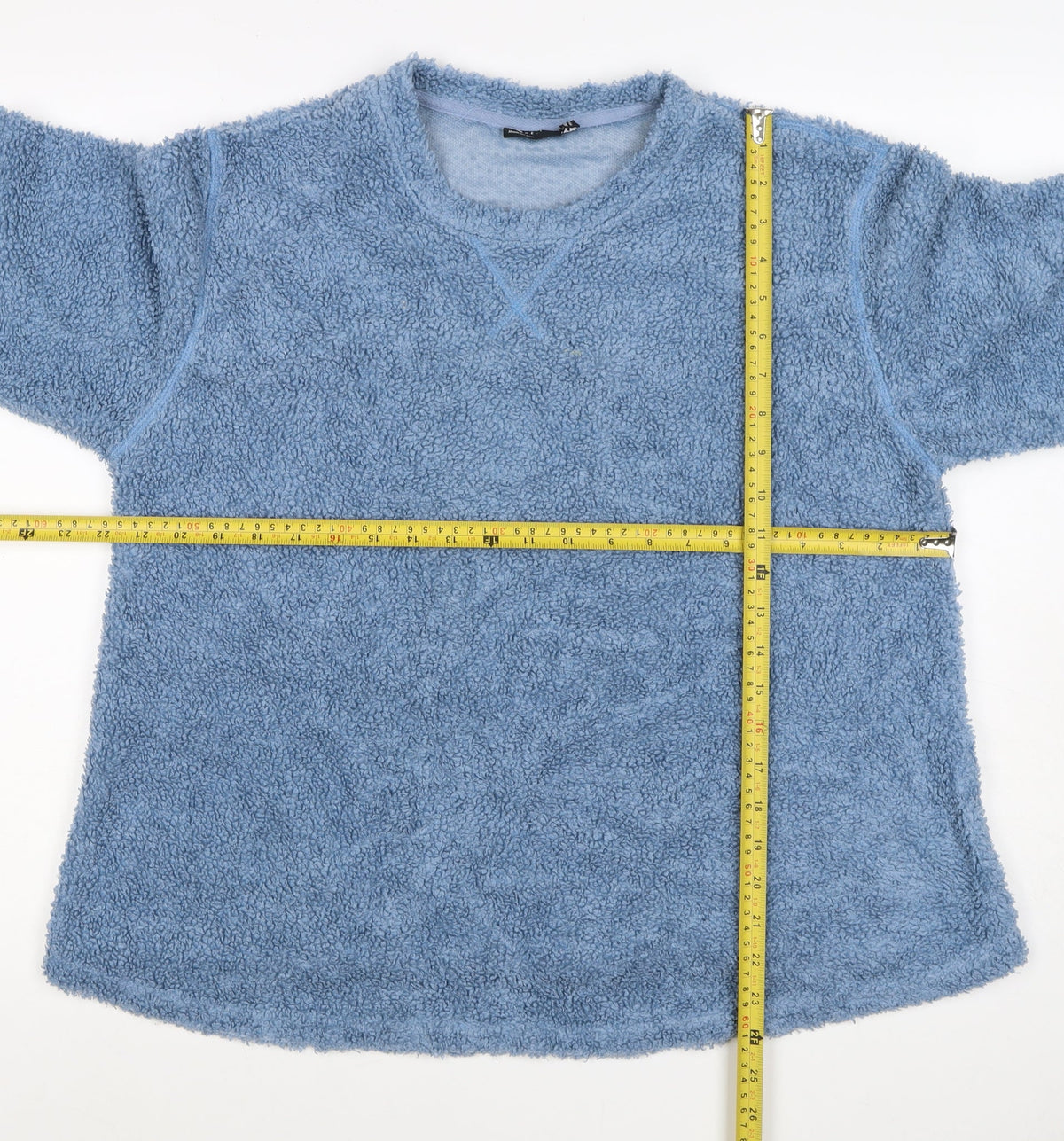 ASOS DESIGN Women Blue Teddy Fleece Pullover Sweatshirt UK 10 Crew Neck