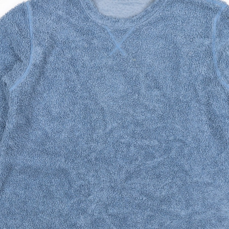 ASOS DESIGN Women Blue Teddy Fleece Pullover Sweatshirt UK 10 Crew Neck
