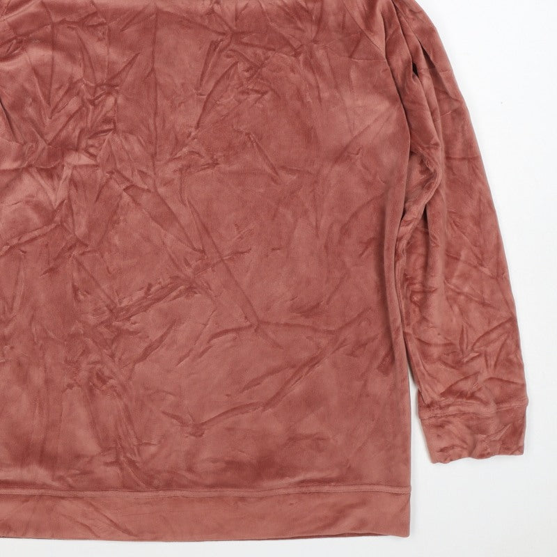 Cotton Traders Women’s Pink UK 14 Velour Cowl Neck Pullover Sweatshirt