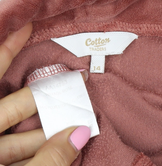 Cotton Traders Women’s Pink UK 14 Velour Cowl Neck Pullover Sweatshirt