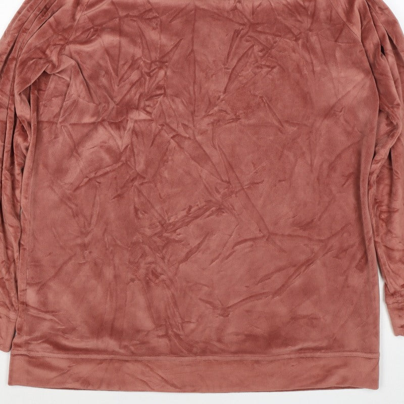 Cotton Traders Women’s Pink UK 14 Velour Cowl Neck Pullover Sweatshirt